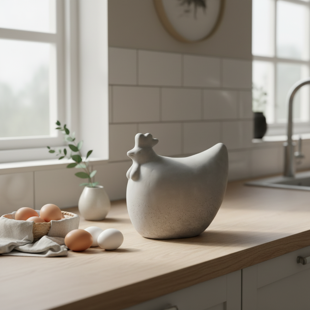 DBKD betonghøne stor 18 cm høy står stødig som hagepynt ved inngangsparti og terrasse.