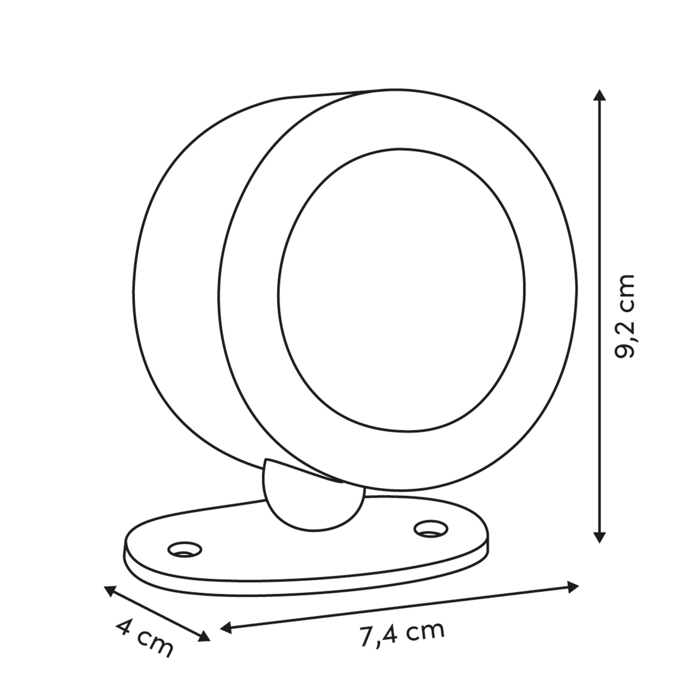 Oppladbar magnetisk LED-vegglampe sort 8 cm – mål og dimensjoner