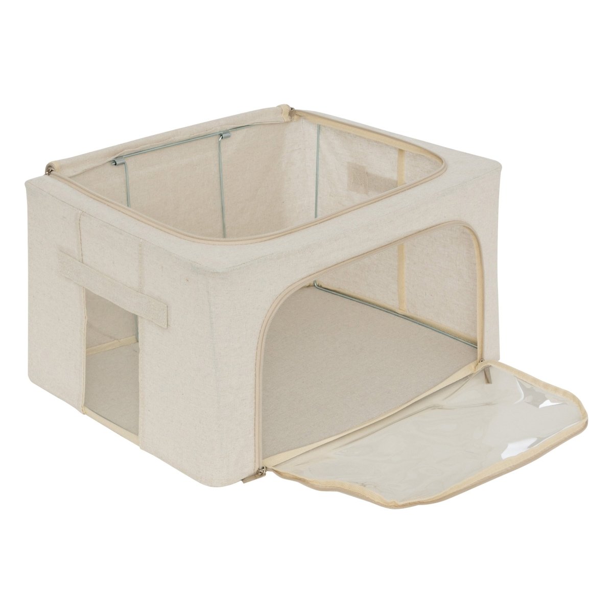 Oppbevaringsbag med dobbel åpning beige 40 x 20 x 31 cm – detaljbilde 2