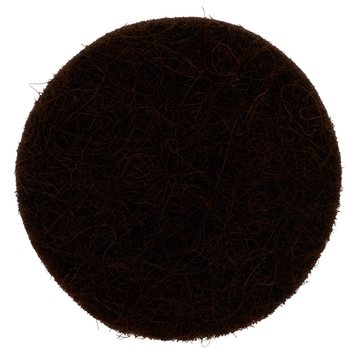 Rundsjälvhäftande möbelknapp i brun filt, diameter 2,8 cm.