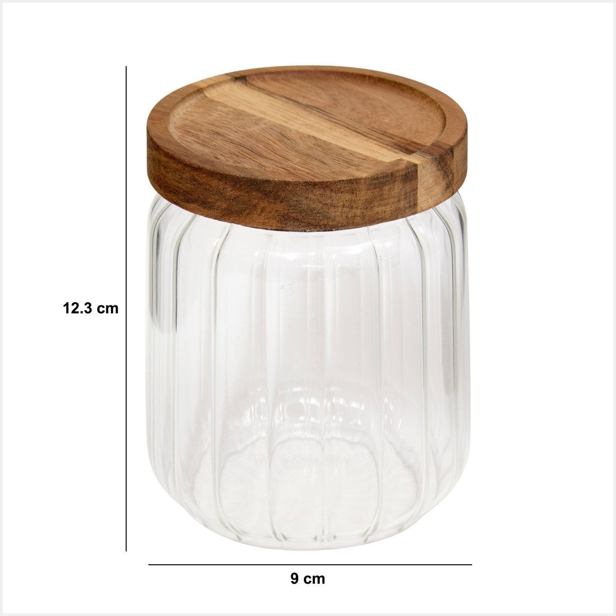 Glasbur med silikonlåg på 500 ml, vist med målerstregninger på hvid baggrund
