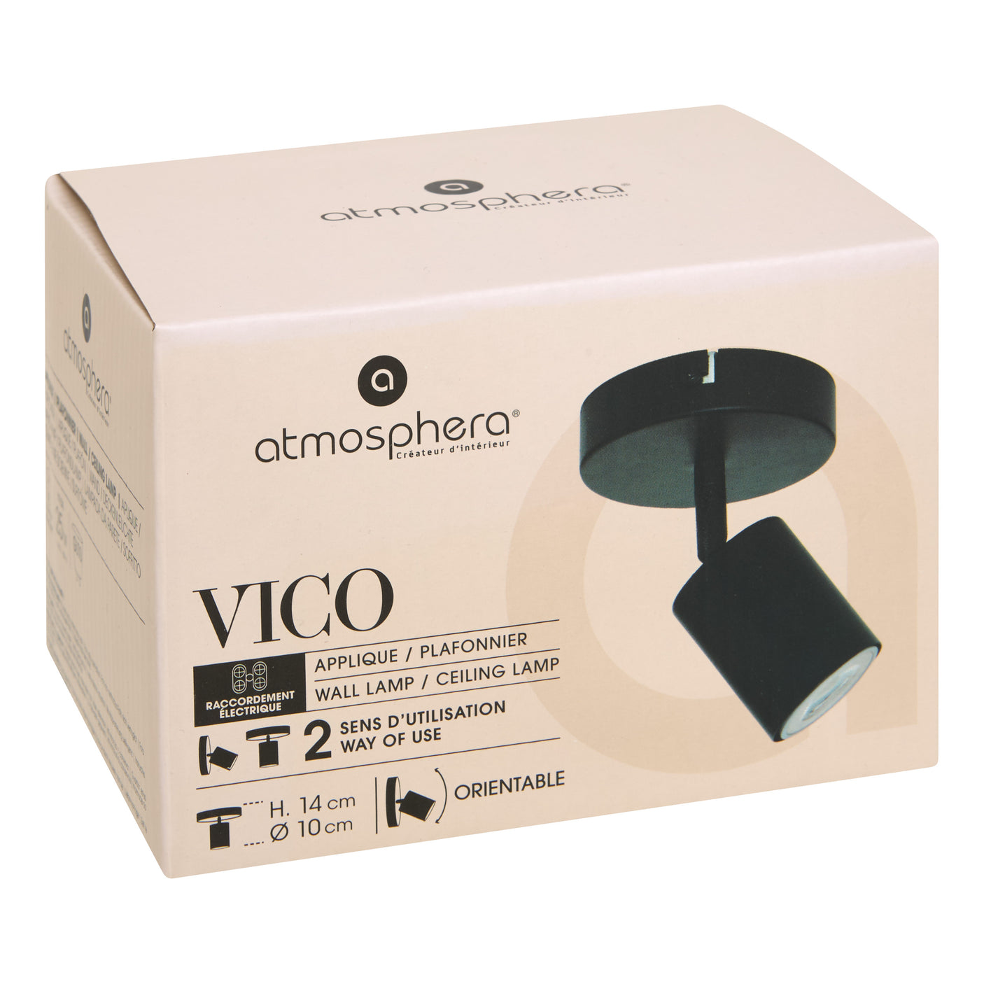 Atmosphera Vico vegg og taklampe med én spot i original emballasje