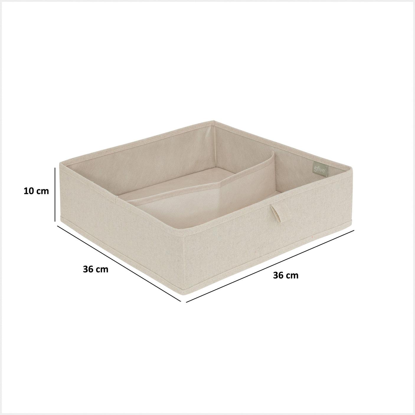 Skuffeorganiser 2 rom M beige 36x36 cm – mål og dimensjoner