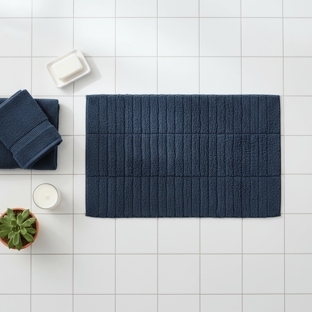 Badematte Tiles mørkeblå 80 x 50 cm - Lindas Dekor