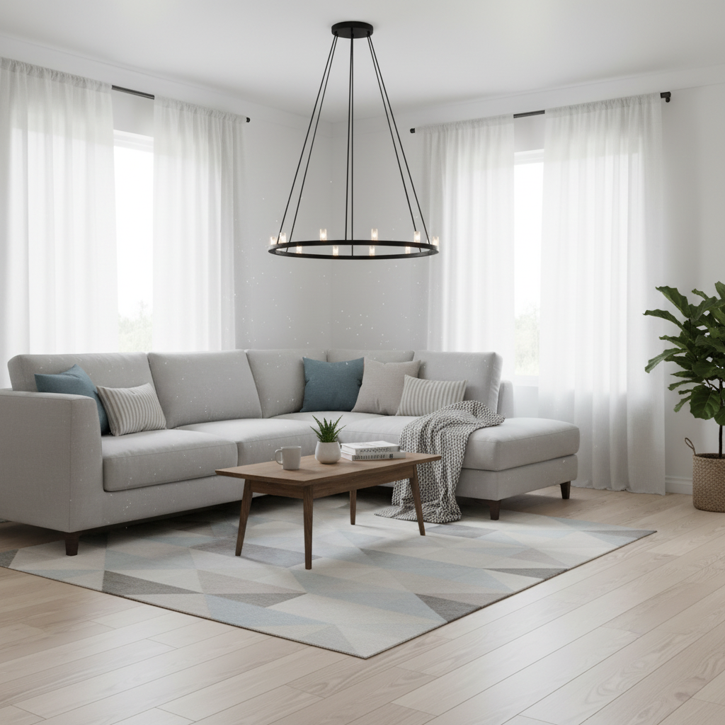 Taklampe rund 90 cm metall sort - Lindas Dekor