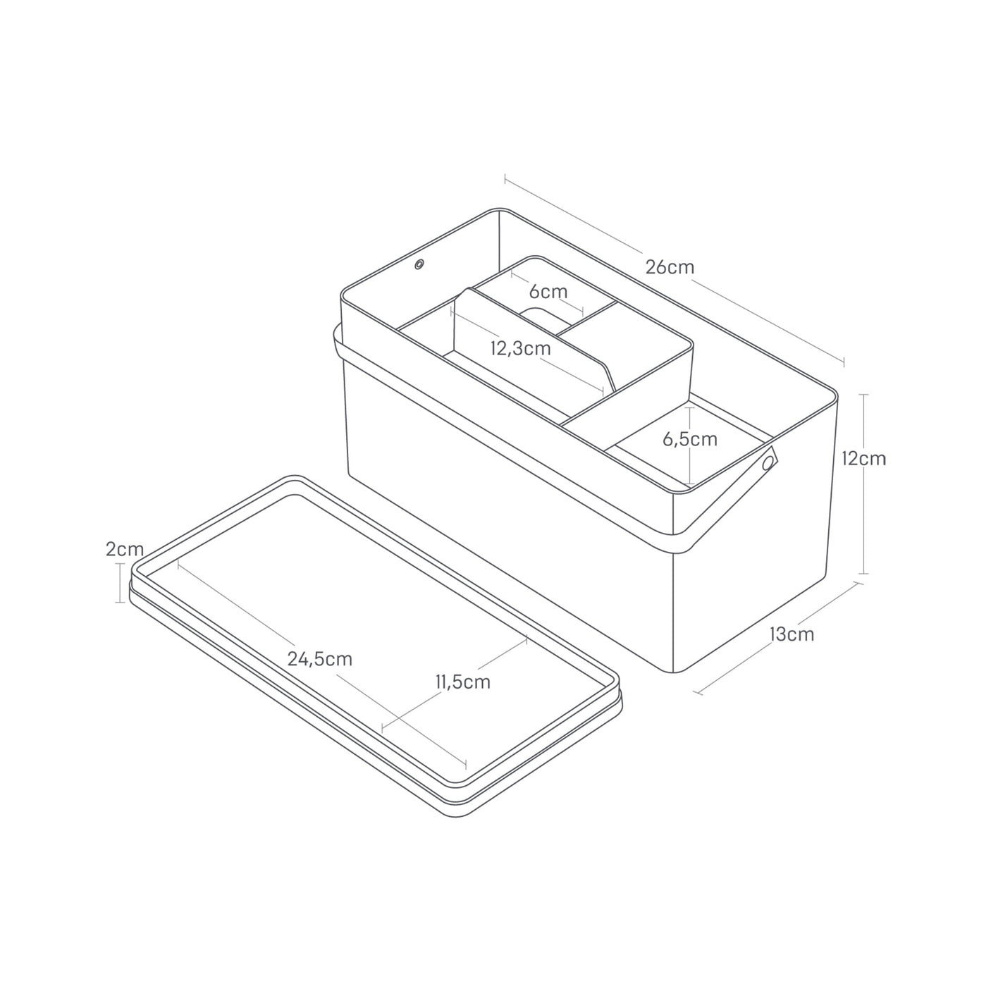 Svart oppbevaringsboks til hobbyartikler med trelokk og hÄndtak