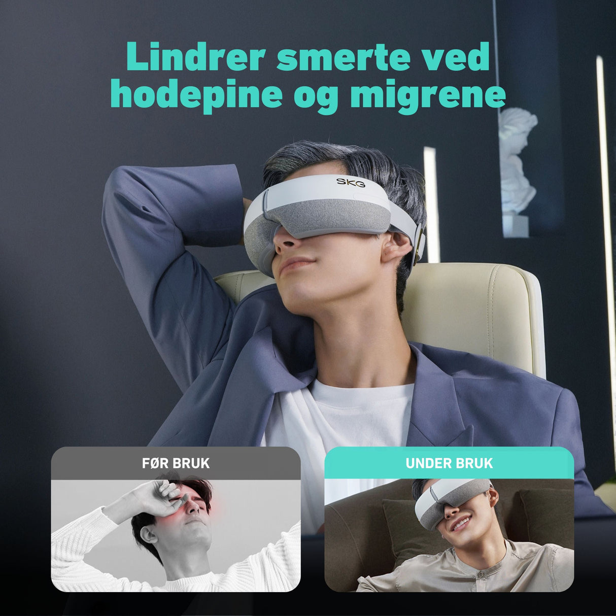 Øyemaske som lindrer spenninger og stress i hodeområdet.