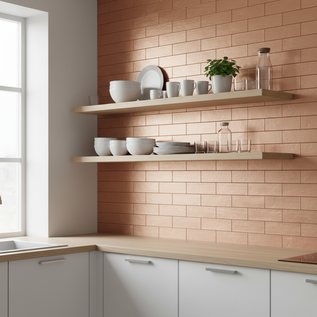 Minimalistisk kjøkken med åpne hyller