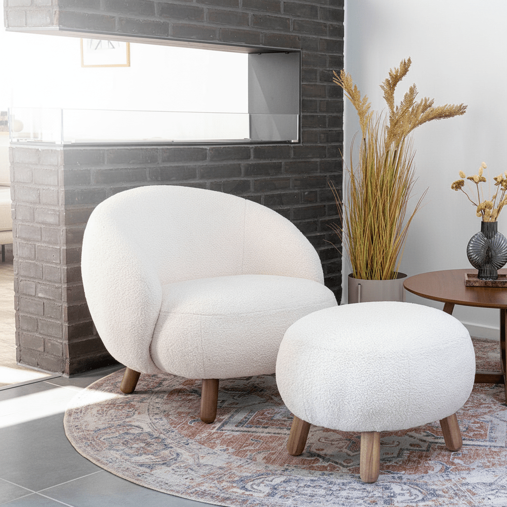 Savona sett lounge stol med puff - Lindas Dekor