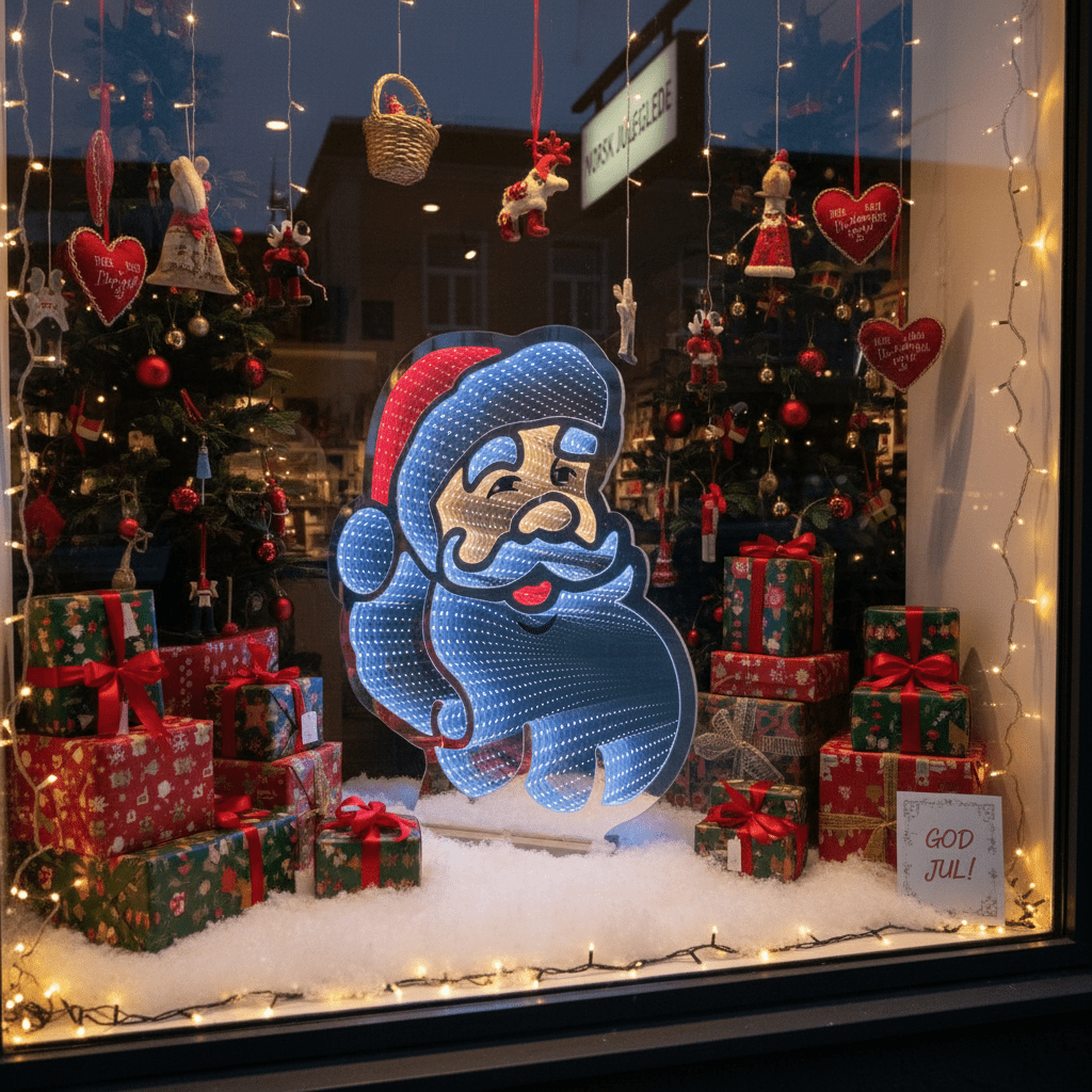 Julenissen LED lysskilt dobbeltsidet 69 cm - Lindas Dekor