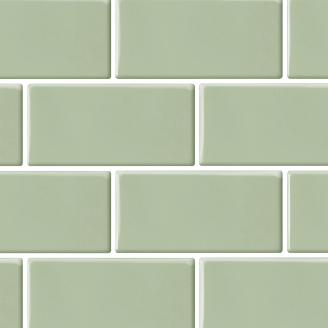 Subway sage green selvklebende veggfliser imiterer subwayfliser i en behagelig myk grønnfarge. Denne passer god til å fornye kjøkken og bad.
