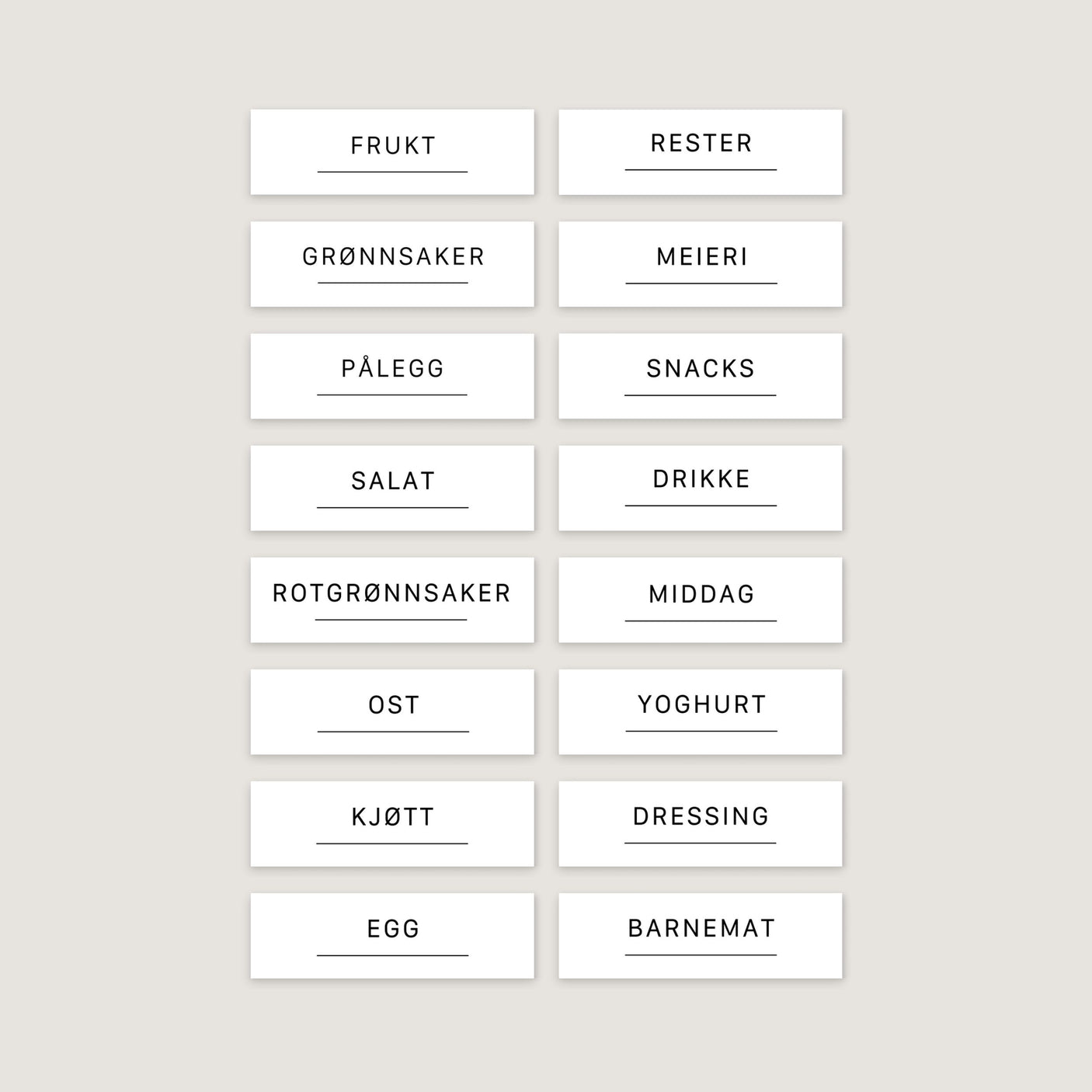 Etiketter kjøleskap 16 pk