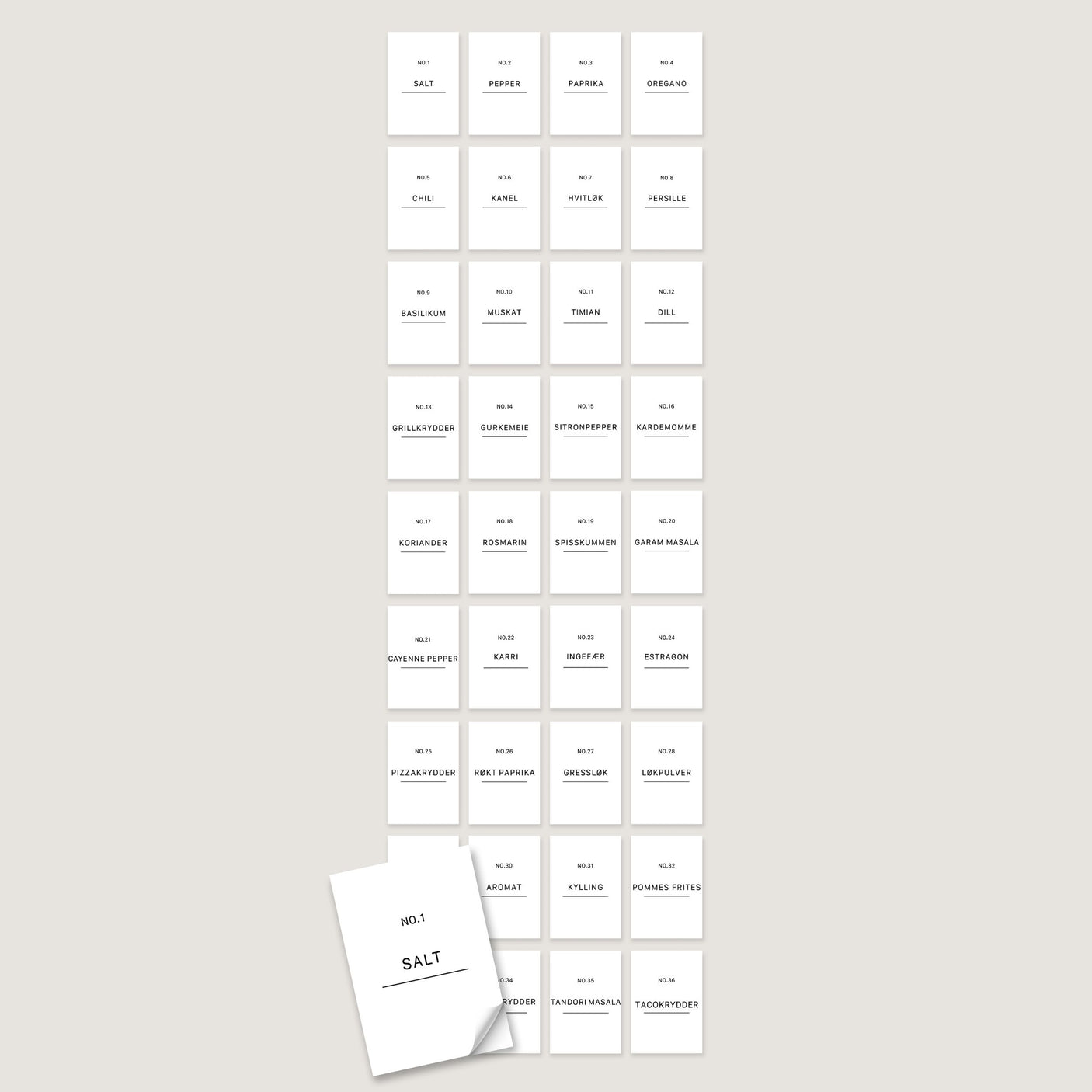 Etiketter krydderglass 36 pk