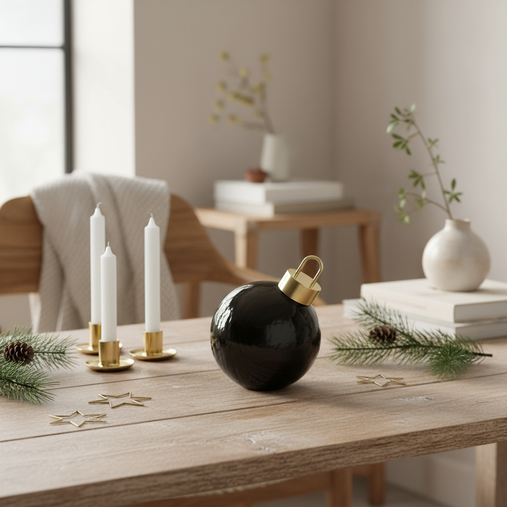 Stor julekule med LED-lys, glass sort