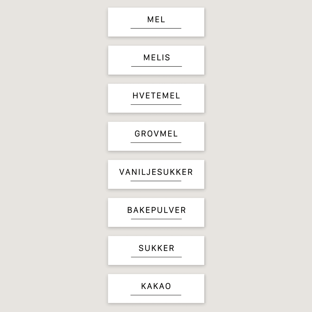 8 - pk Etiketter tørrvarer, baking - Lindas Dekor