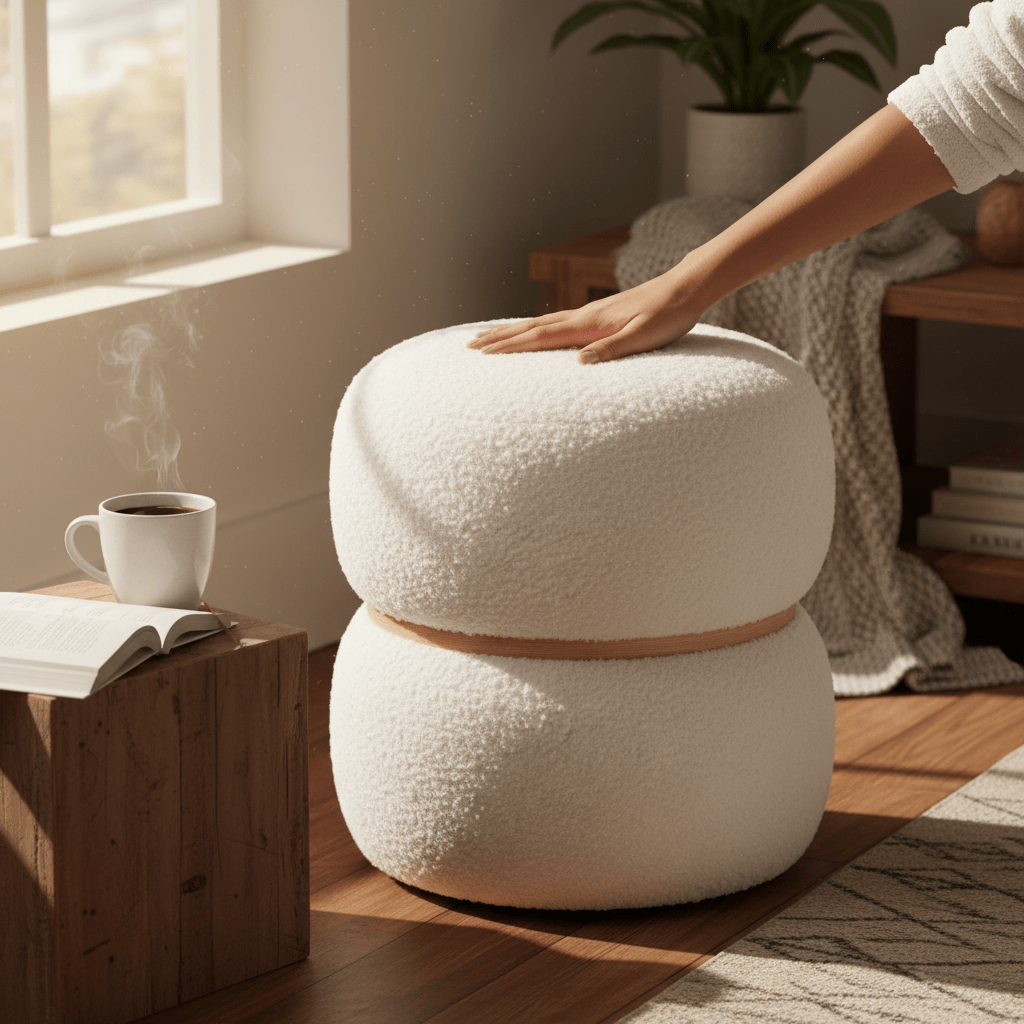 Milford puff hvit ø38 cm - Lindas Dekor
