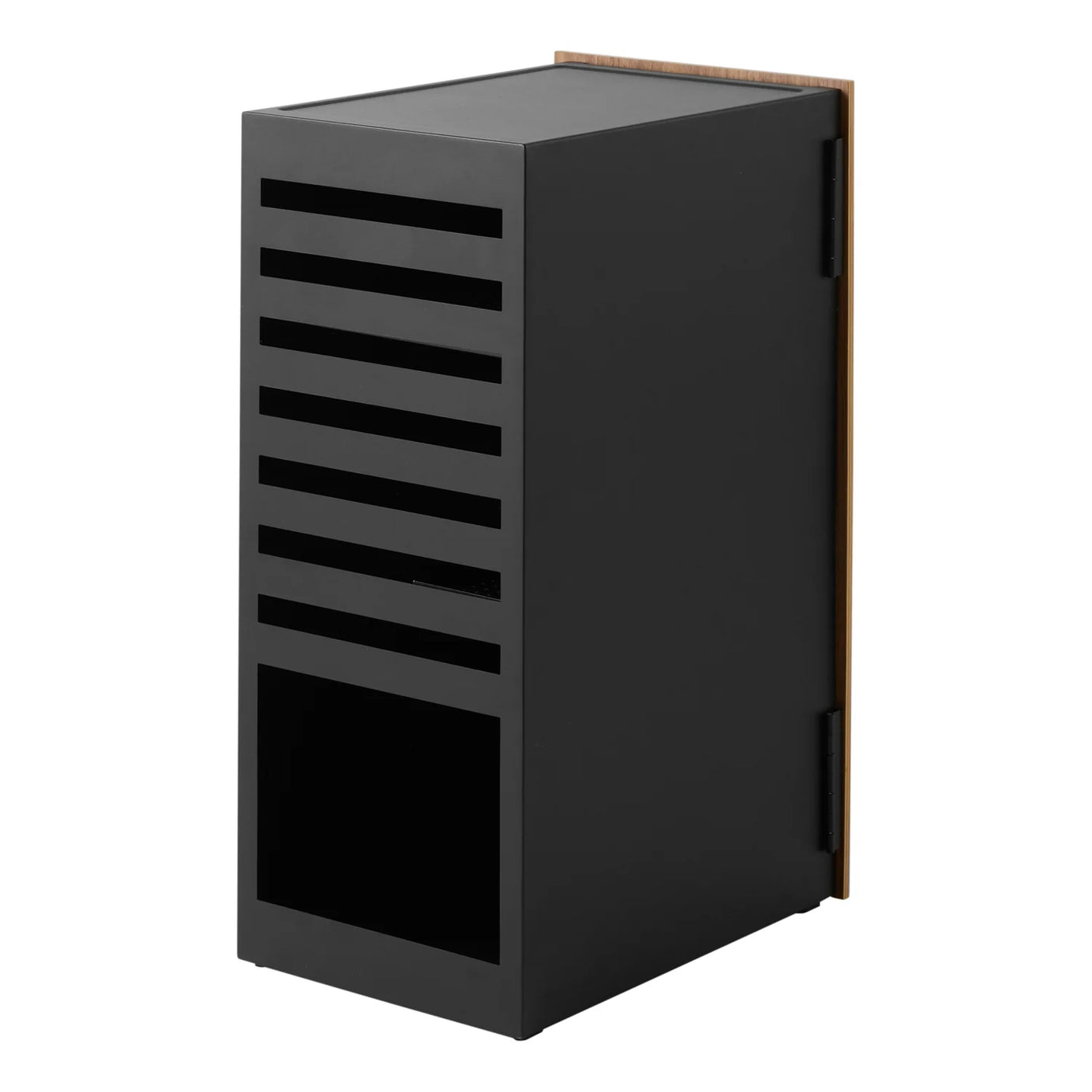 Svart konsoll organizer med trepanel og smart rominndeling