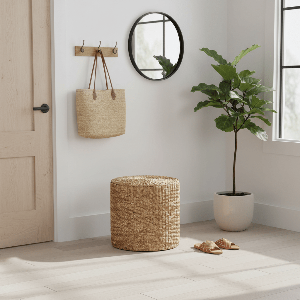 Rivera puff naturell ø40 cm - Lindas Dekor