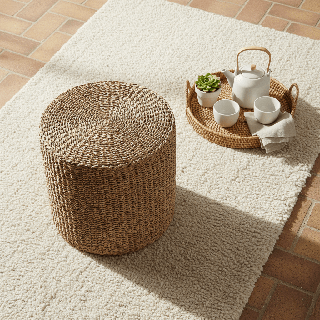 Rivera puff naturell ø40 cm - Lindas Dekor