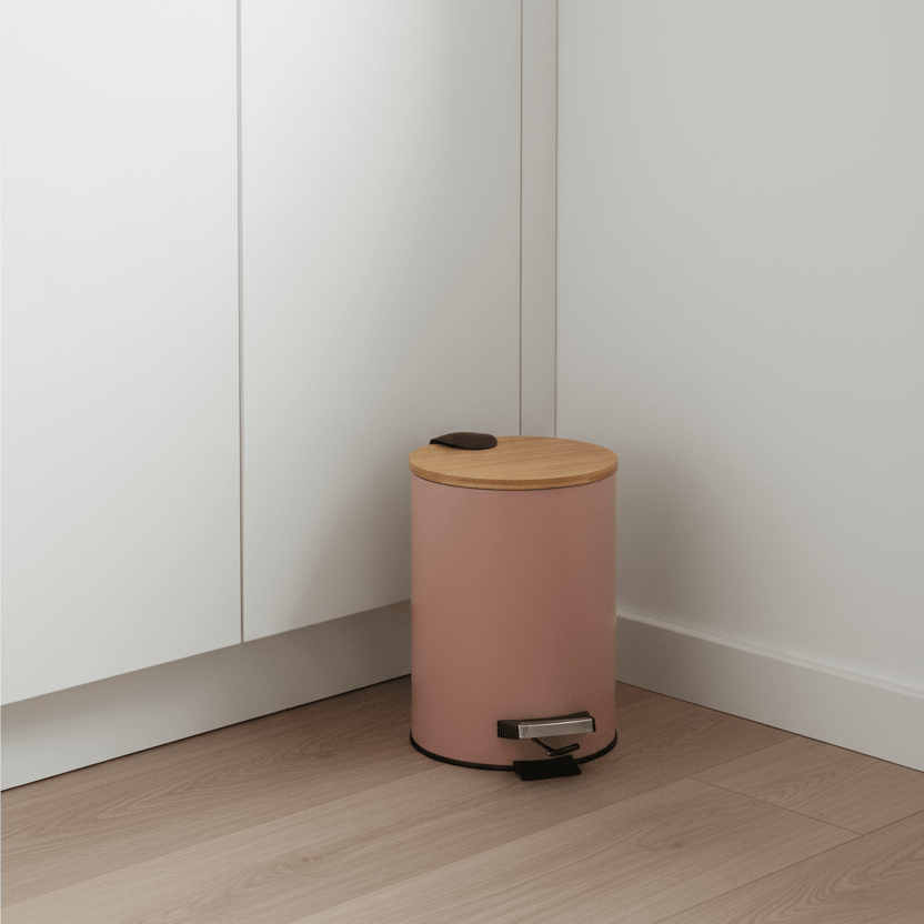 Søppelbøtte 3 liter metall/bambus beige - Lindas Dekor