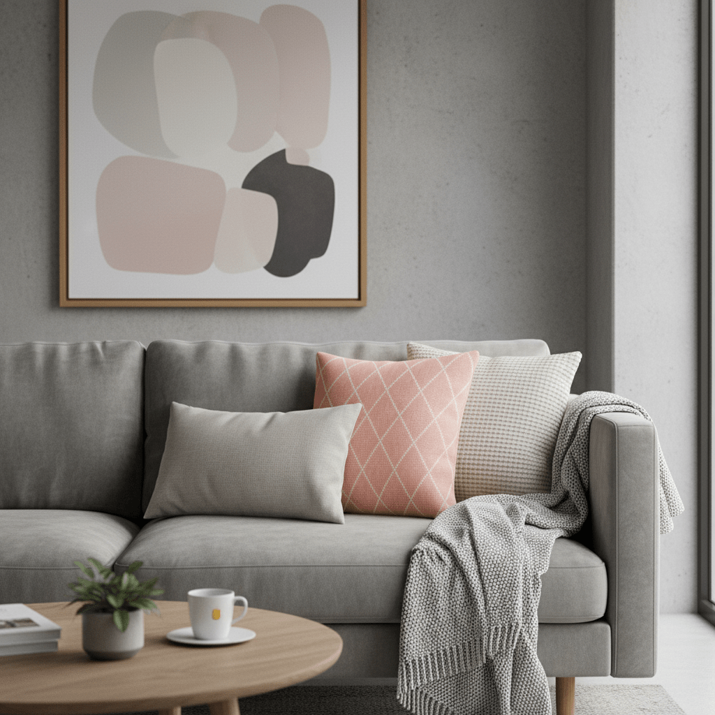 Putetrekk jaquard bomull rosa 45 x 45 cm - Lindas Dekor
