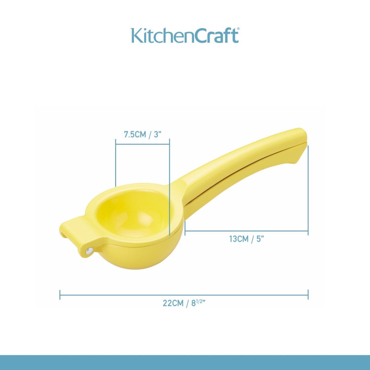 KitchenCraft Sitronpresse i metall gul 22,5 cm - Lindas Dekor