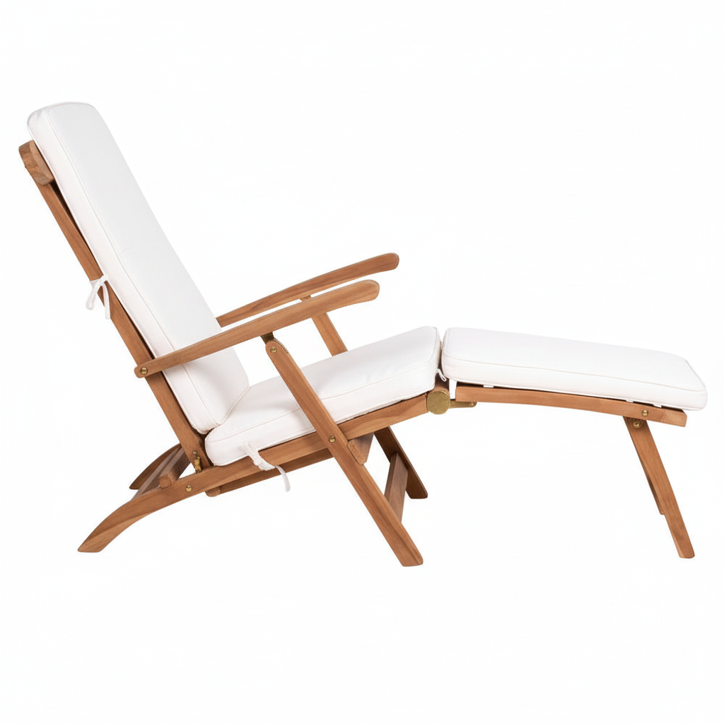 Dekkstol i teak og bomull til hage og terrasse