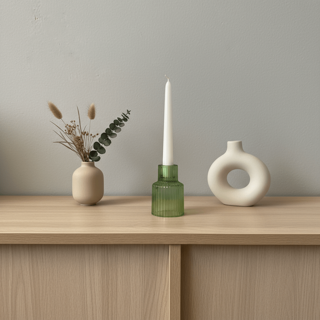 Vendbar lysestake grønn 8,8 cm - Lindas Dekor