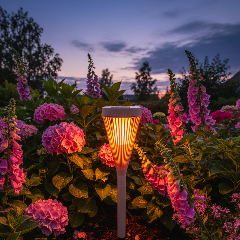 Solflammljus i rosa blommor