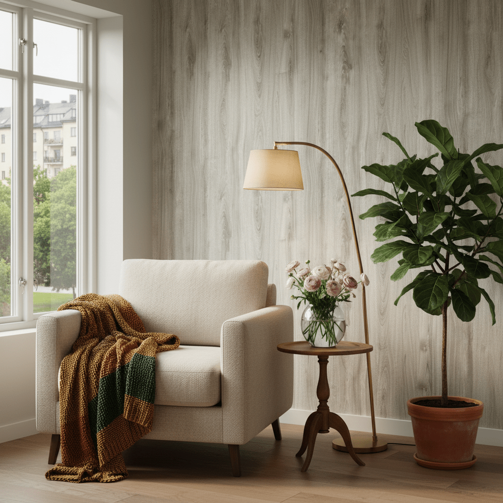 Premium Artico Oak kontaktplast med stilrent treverkspreg, subtile detaljer og lys skandinavisk eikefinish.
