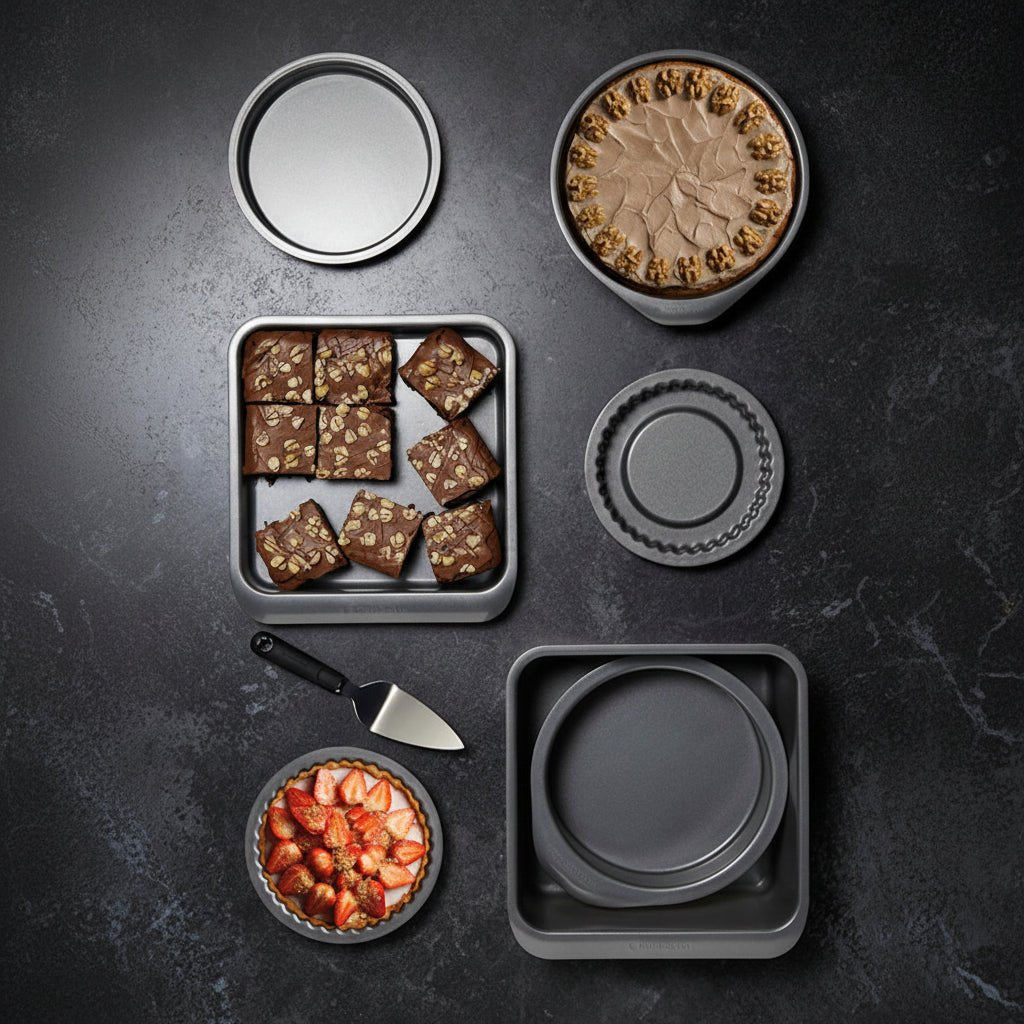 7 - pk nonstick bake - og stekesett, stabelbar - Lindas Dekor