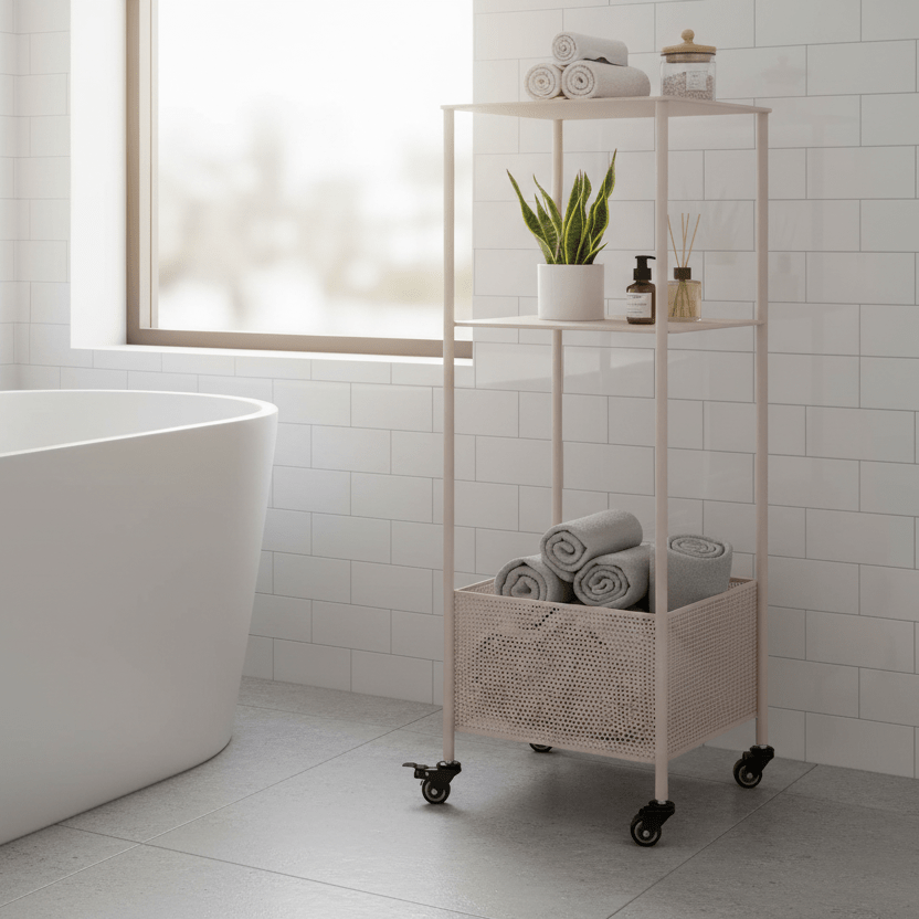 Torres vogn med tre hyller 35 x 35 x 100 cm, sand - Lindas Dekor