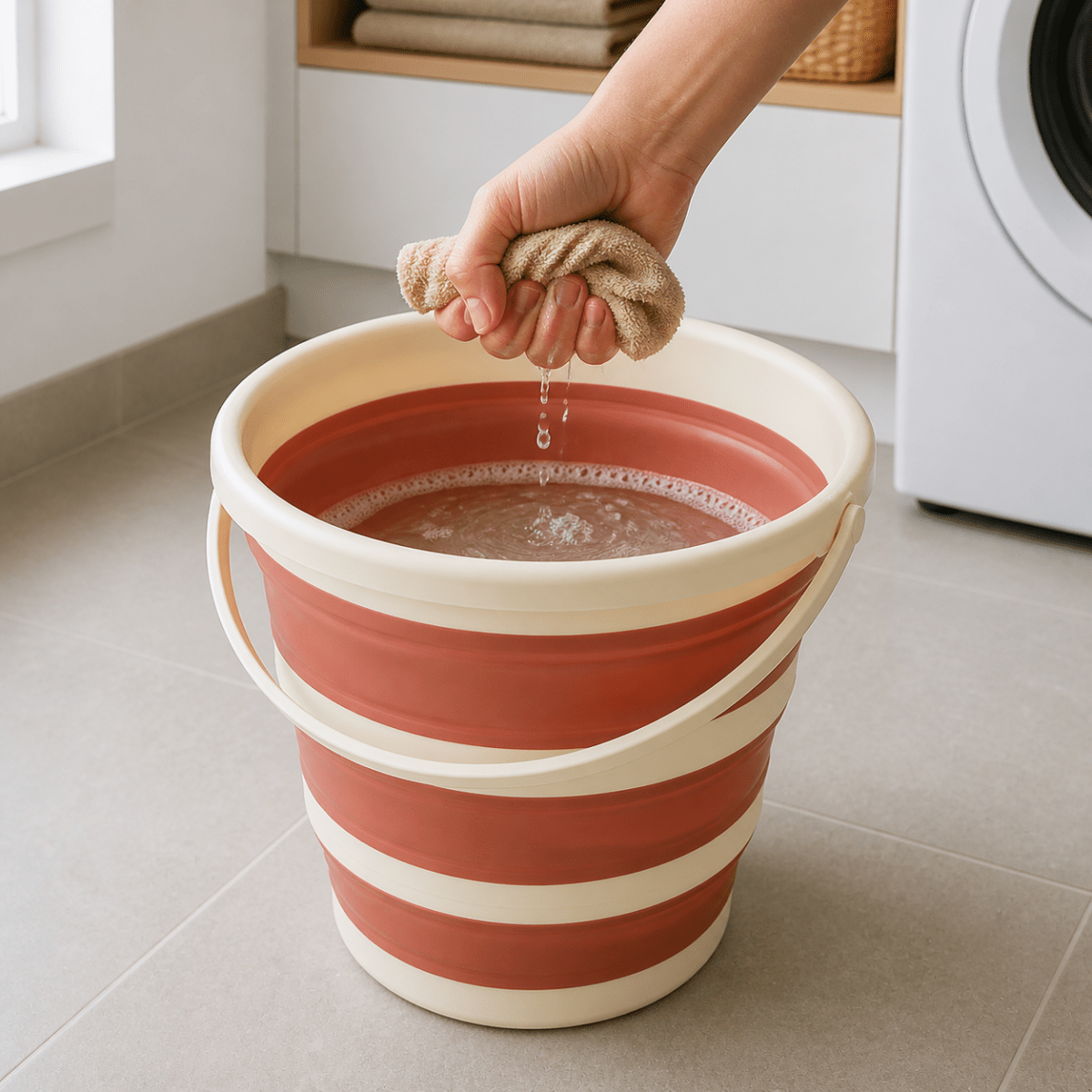 Foldbar vaskebøtte 10 liter gammelrosa - Lindas Dekor