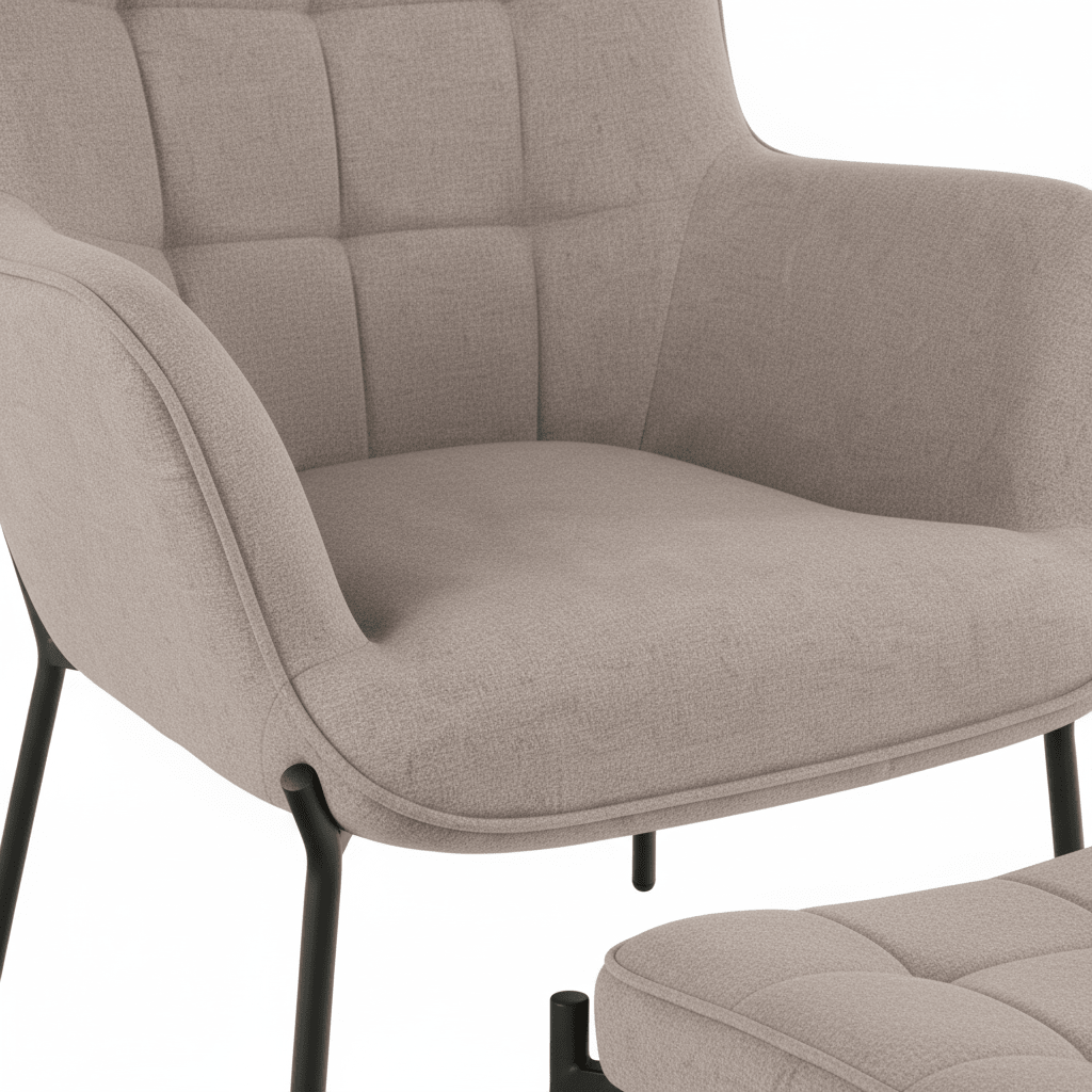 Glasglow sett lounge stol og puff grå - Lindas Dekor