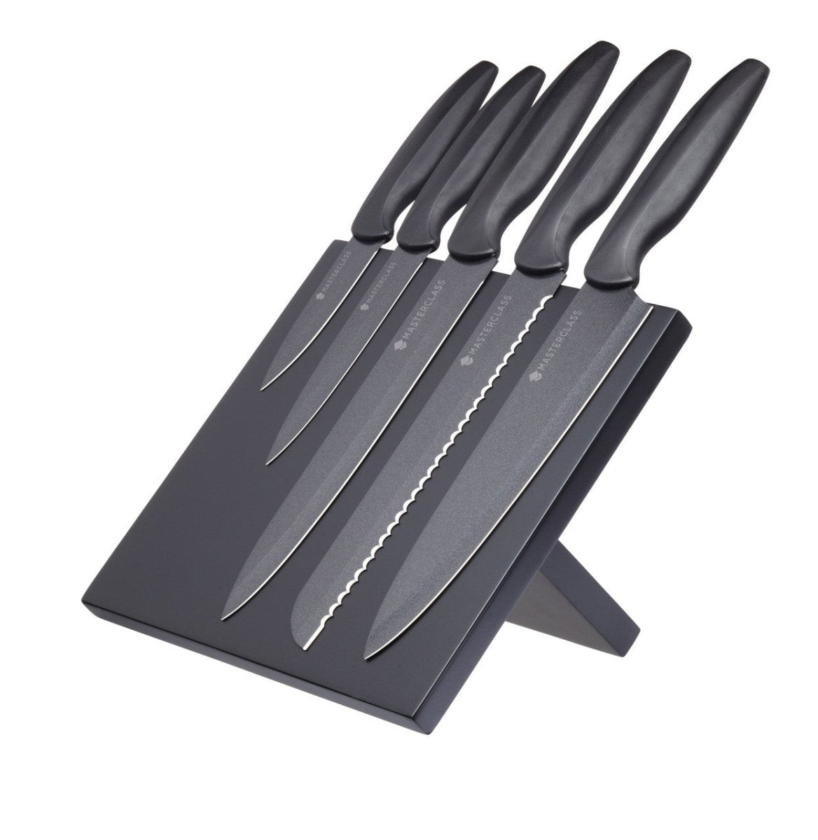 Magnetisk knivblokk med kokkekniv, brødkniv og universalkniv