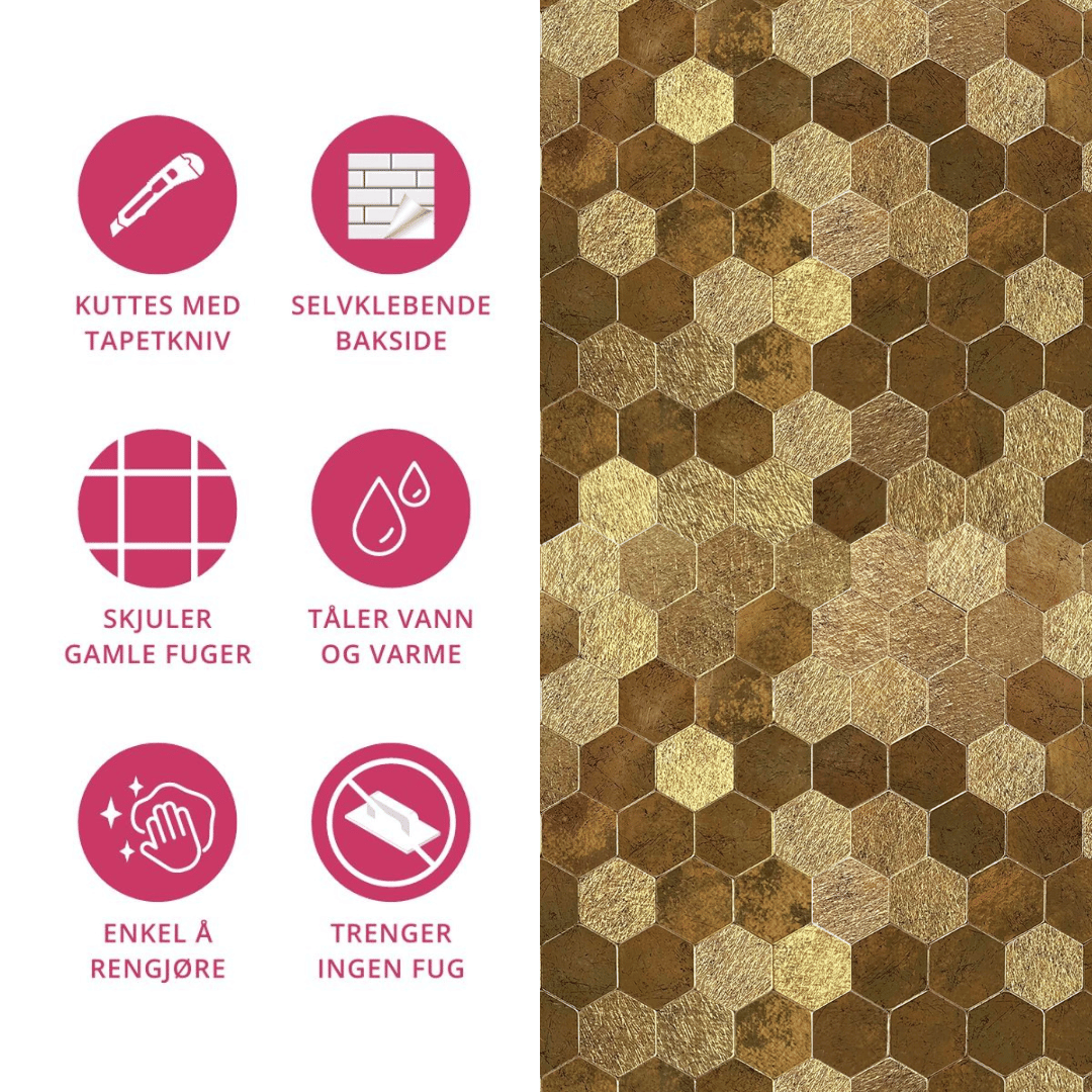 Perfekte som backsplash på kjøkken, bak baren eller på badet.