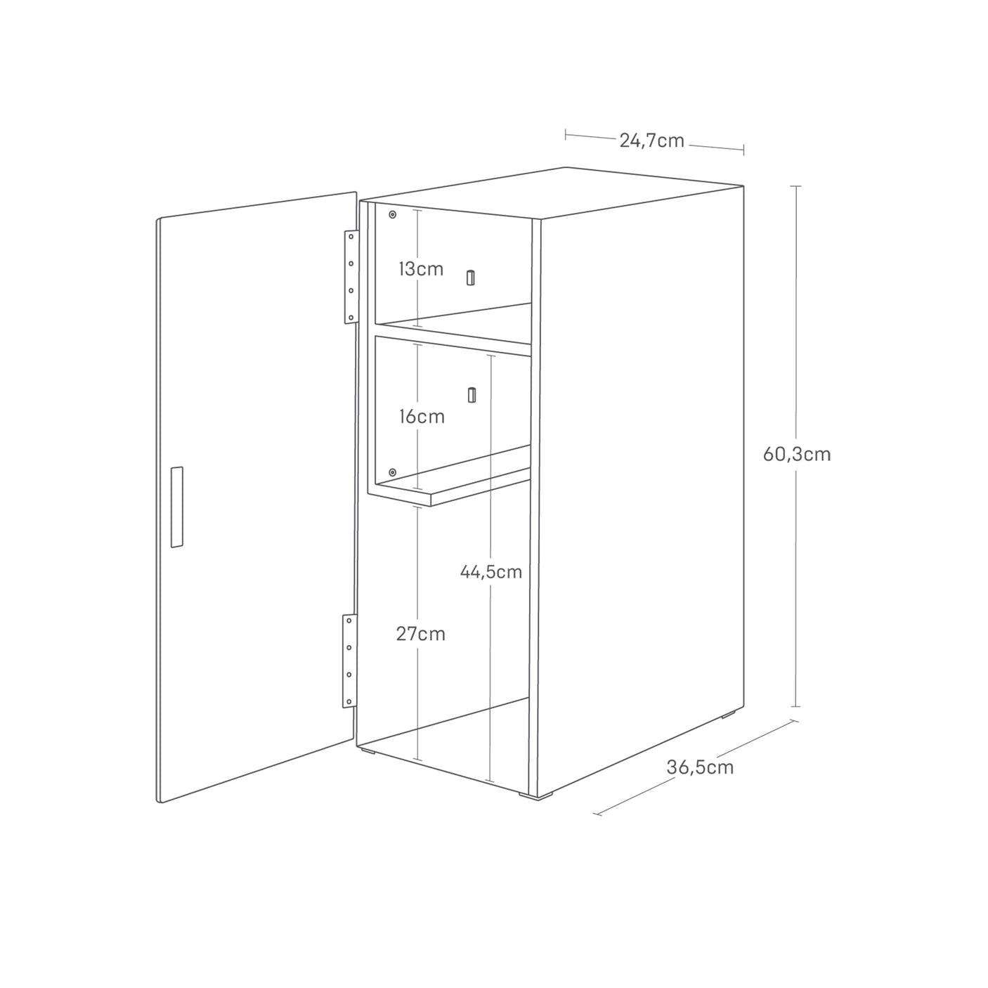 Konsollmøbel med uttrekkshyller for kontrollere og kabler