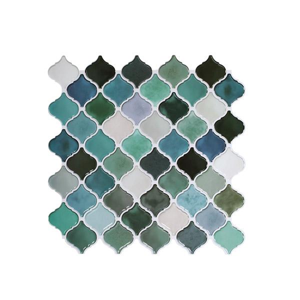 Dekorative lanterne mosaikkfliser i blå og grønn til kjøkken og bad.