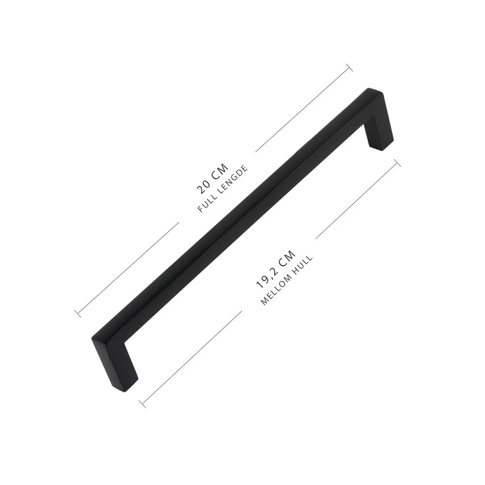Moderne sort håndtak 20 cm, stilrent og tidløst til skuffer og skap.