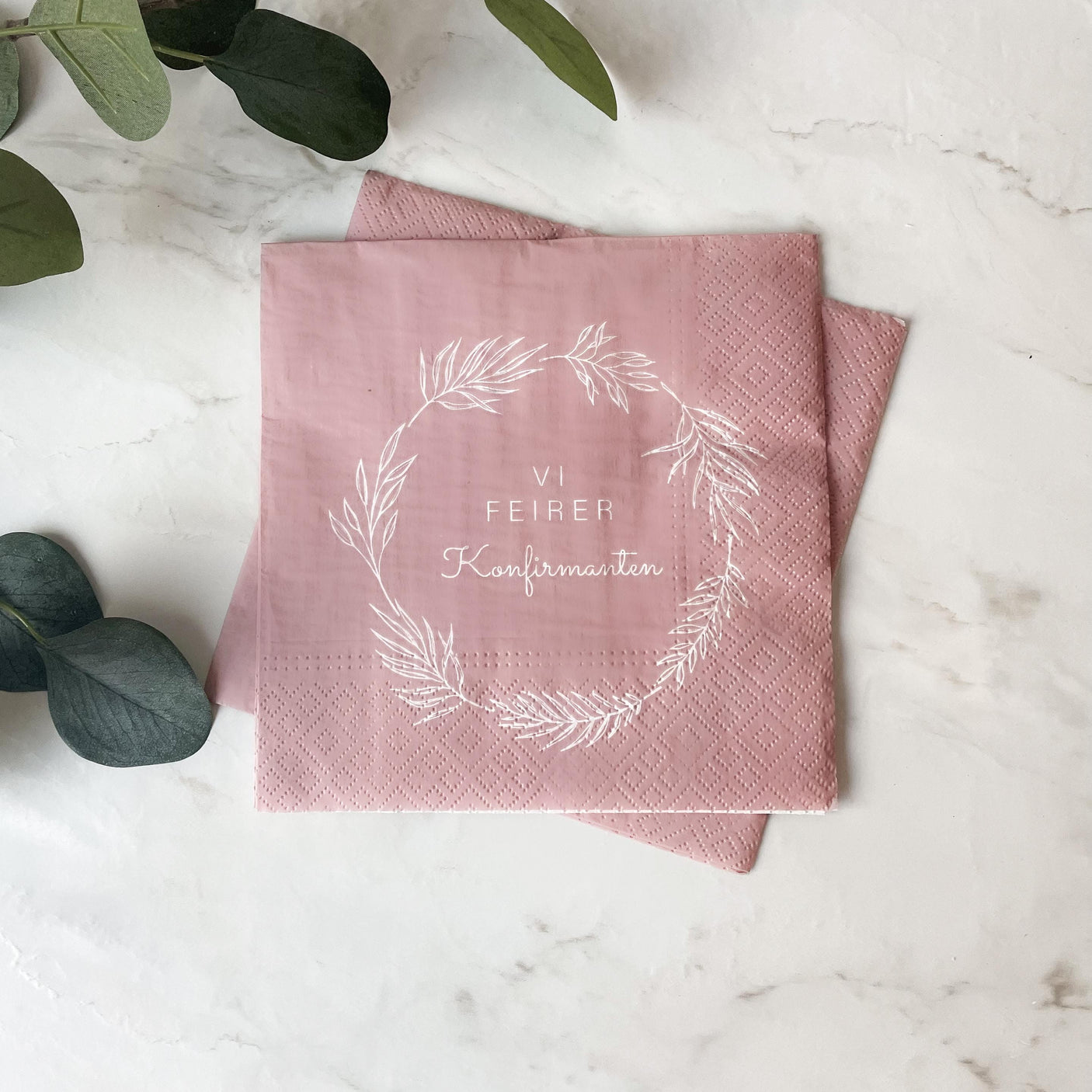 Servietter til konfirmasjon, gammel-rosa 20-pk