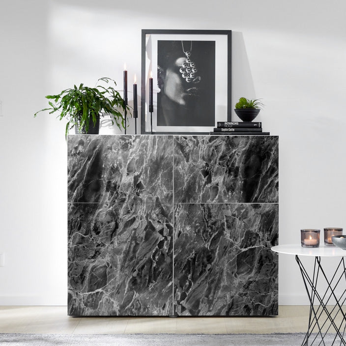 Marmor romeo sort/sølv kontaktplast