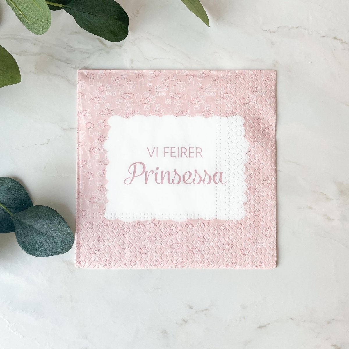 20 - pk Servietter til dåp, rosa - Lindas Dekor