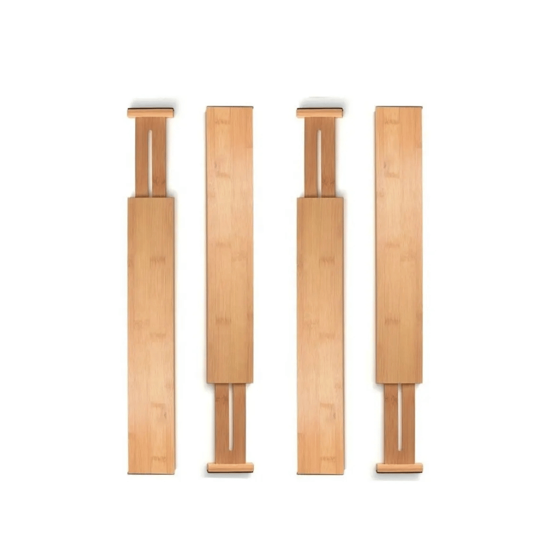 4-pk Justerbar skuffedeler, bambus