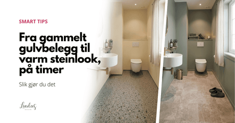 Fra gammelt gulvbelegg til varm steinlook på timer. Før og etter guide