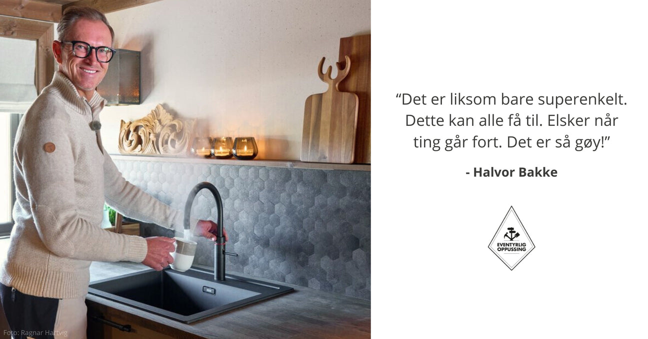 Oppgrader kjøkkenveggen med selvklebende fliser fra Lindas Dekor. 