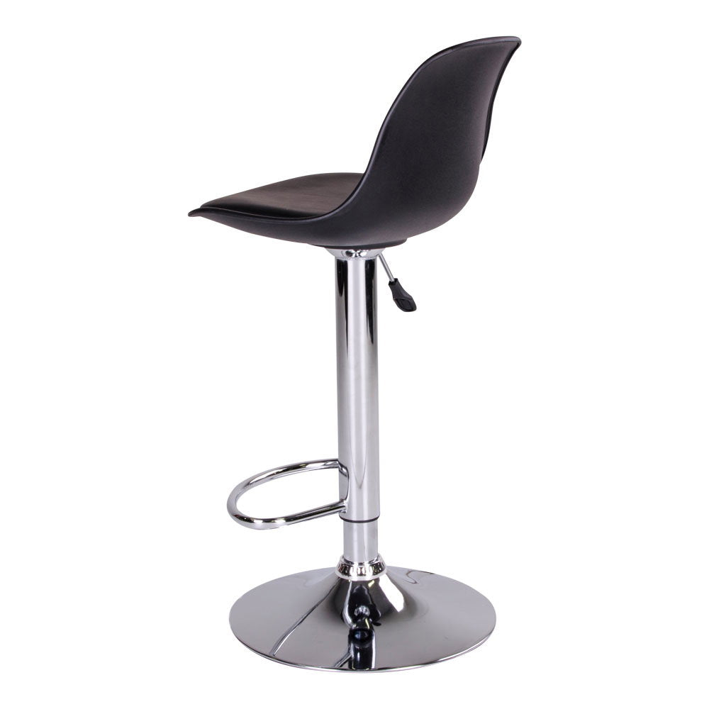 Trondheim barstol PU-skinn sort med kromben