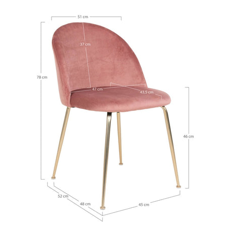 2 - pk Geneve velvet rosa/messing spisestol - Lindas Dekor