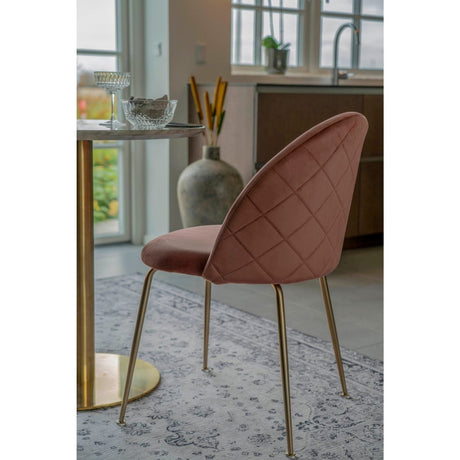 2 - pk Geneve velvet rosa/messing spisestol - Lindas Dekor