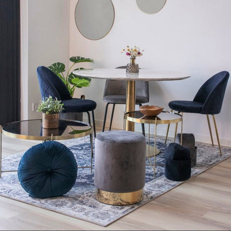 2 - pk Geneve velvet blå spisestol - Lindas Dekor