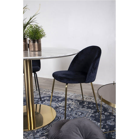 2 - pk Geneve velvet blå spisestol - Lindas Dekor